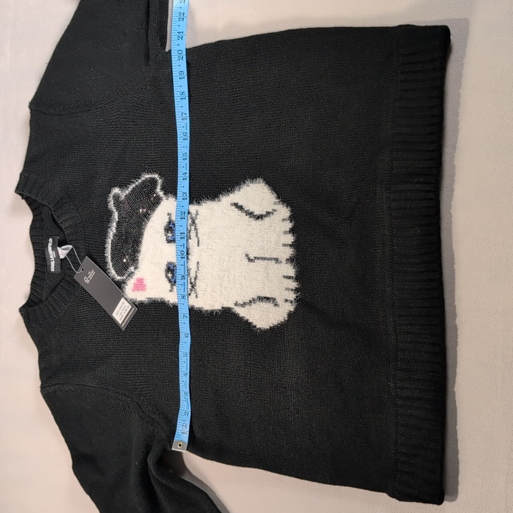 Karl Lagerfeld Paris Choupette Black Sweater Cat with Sequined Beret Size Large - Picture 5 of 9